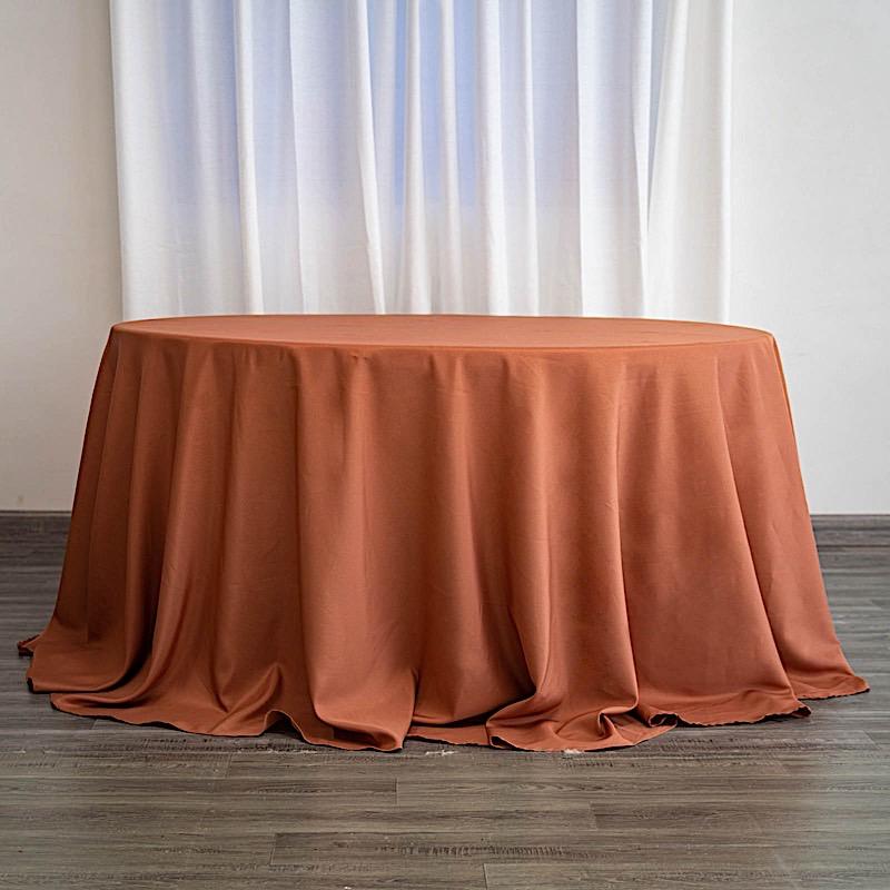 132" Polyester Round Tablecloth Wedding Party Table Linens - Terracotta TAB_136_TERC_POLY