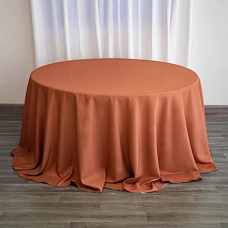 132" Polyester Round Tablecloth Wedding Party Table Linens - Terracotta TAB_136_TERC_POLY