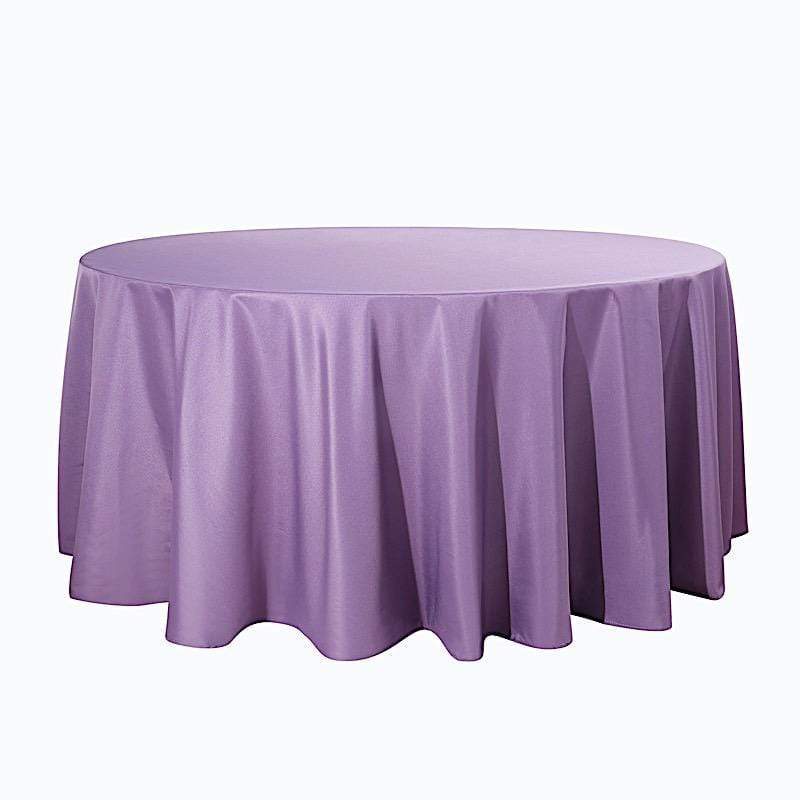 132" Polyester Round Tablecloth Wedding Party Table Linens - Violet Amethyst TAB_136_073_POLY
