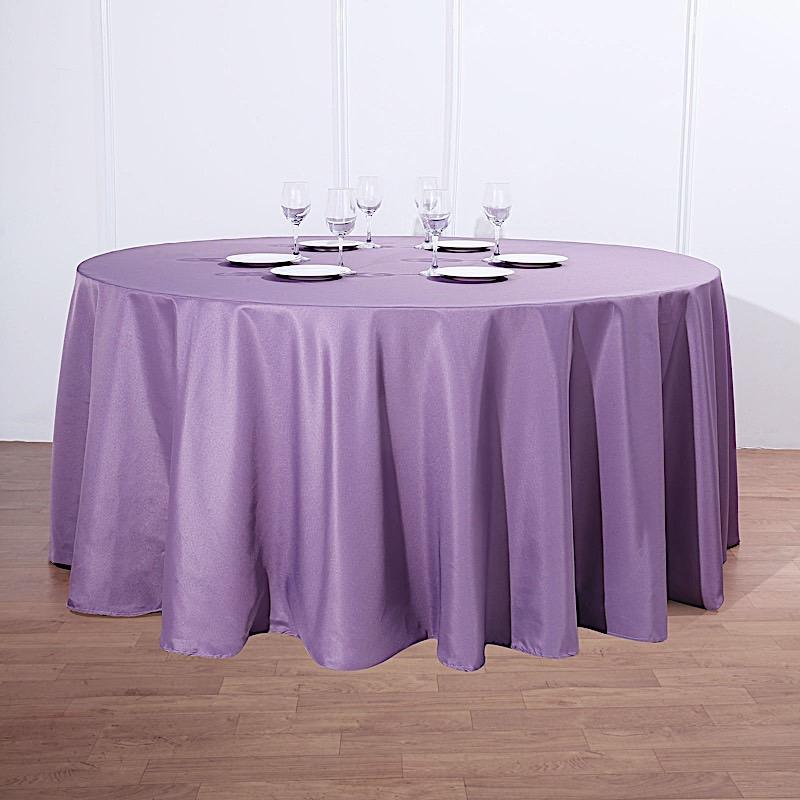 132" Polyester Round Tablecloth Wedding Party Table Linens - Violet Amethyst TAB_136_073_POLY