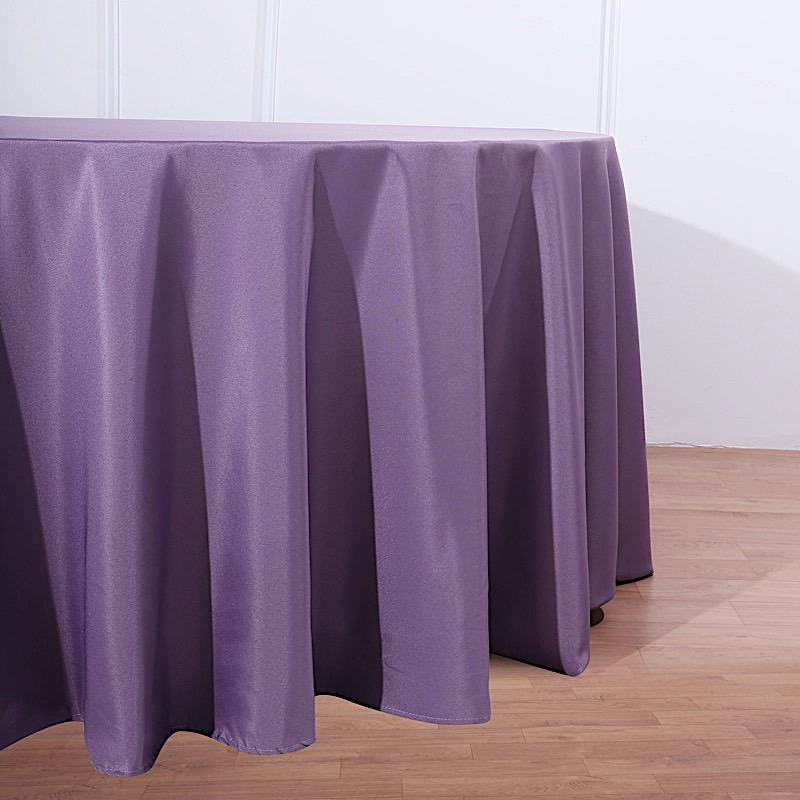132" Polyester Round Tablecloth Wedding Party Table Linens - Violet Amethyst TAB_136_073_POLY