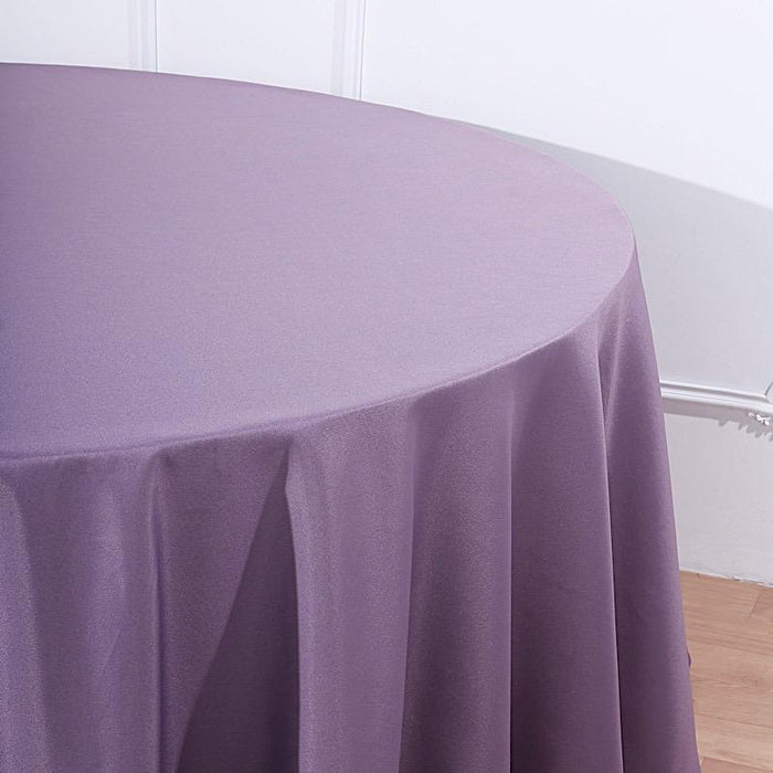 132" Polyester Round Tablecloth Wedding Party Table Linens - Violet Amethyst TAB_136_073_POLY
