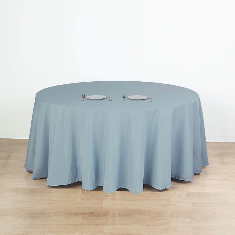 132" Polyester Round Tablecloth Wedding Party Table Linens - Dusty Blue TAB_136_086_POLY