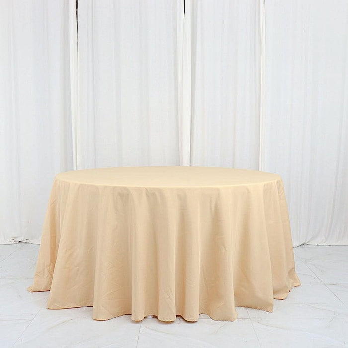 132" Polyester Round Tablecloth Wedding Party Table Linens TAB_136_CHMP_POLY