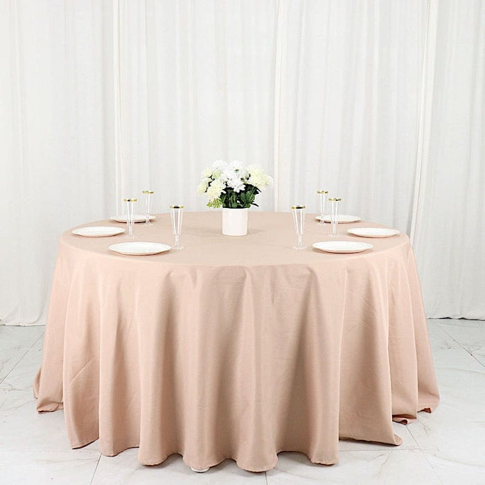 132" Polyester Round Tablecloth Wedding Party Table Linens TAB_136_NUDE_POLY