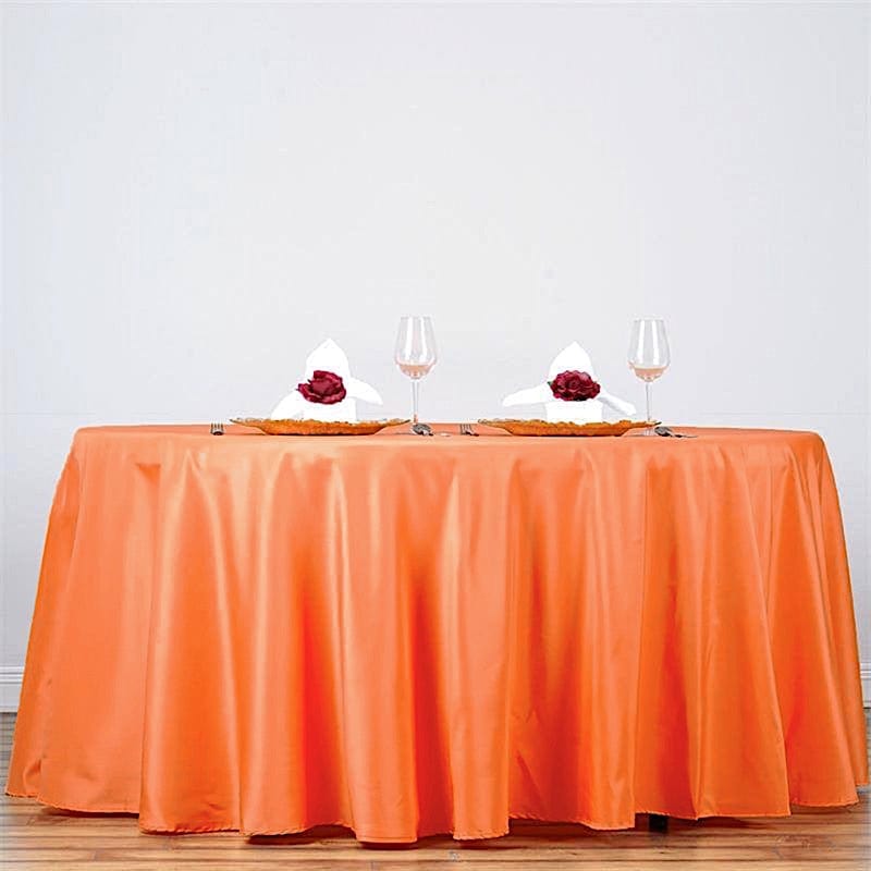 132" Polyester Round Tablecloth Wedding Party Table Linens TAB_136_ORNG_POLY