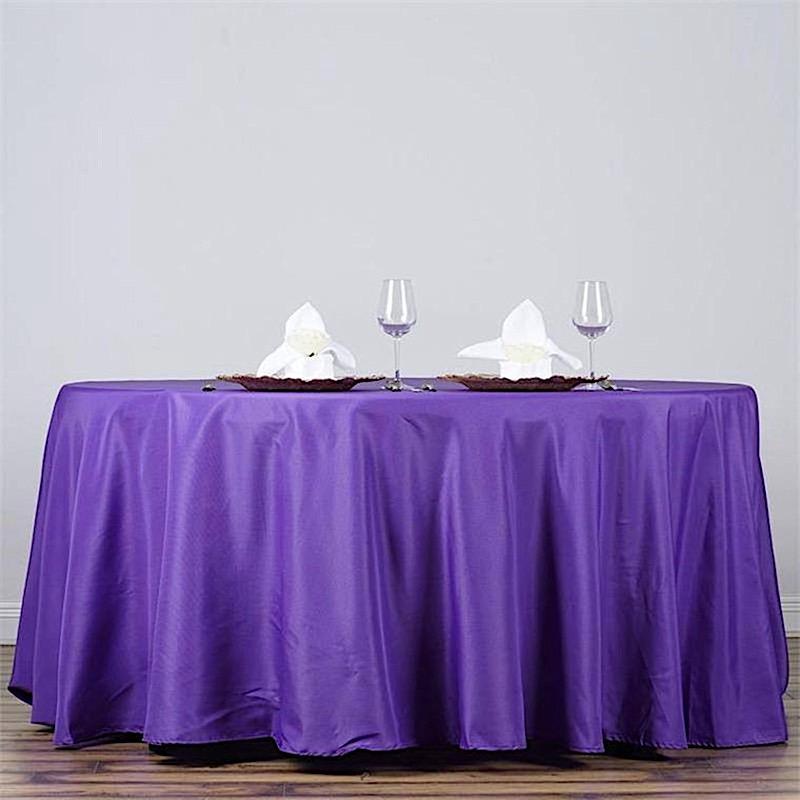 132" Polyester Round Tablecloth Wedding Party Table Linens - Purple TAB_136_PURP_POLY