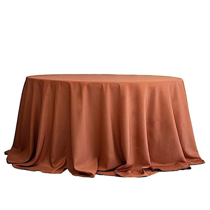 132" Polyester Round Tablecloth Wedding Party Table Linens - Terracotta TAB_136_TERC_POLY