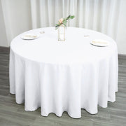 132" Polyester Round Tablecloth Wedding Party Table Linens TAB_136_WHT_POLY