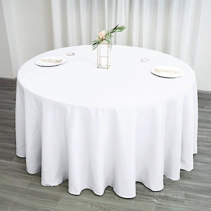132" Polyester Round Tablecloth Wedding Party Table Linens TAB_136_WHT_POLY