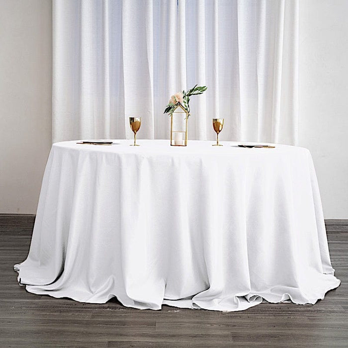 132" Polyester Round Tablecloth Wedding Party Table Linens TAB_136_WHT_POLY