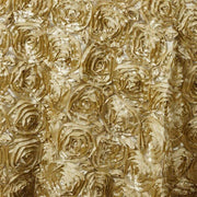 132" Round Satin Ribbon Roses Tablecloth - Champagne TAB_01_136_CHMP