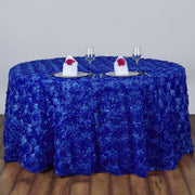 132" Round Satin Ribbon Roses Tablecloth