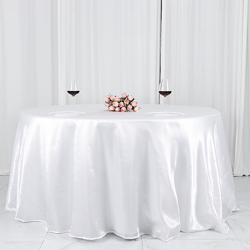 132" Satin Round Tablecloth Wedding Party Table Linens