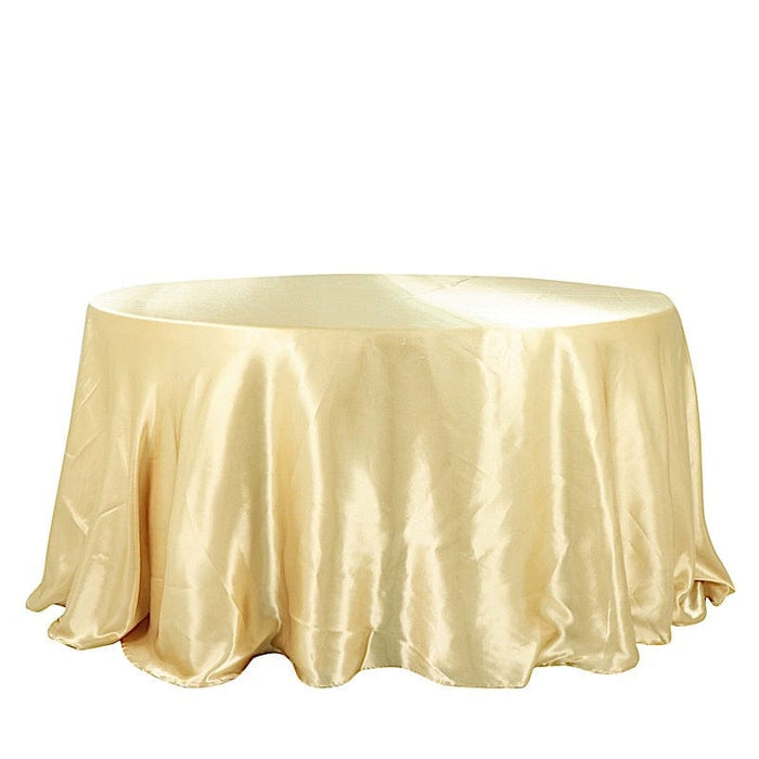 132" Satin Round Tablecloth Wedding Party Table Linens TAB_STN136_CHMP