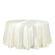 132" Satin Round Tablecloth Wedding Party Table Linens TAB_STN136_IVR