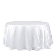 132" Satin Round Tablecloth Wedding Party Table Linens TAB_STN136_WHT