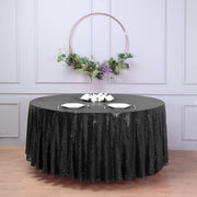 132" Sequined Round Tablecloth - Black TAB_02_136_BLK