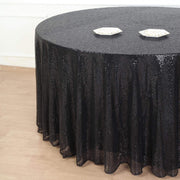 132" Sequined Round Tablecloth - Black TAB_02_136_BLK