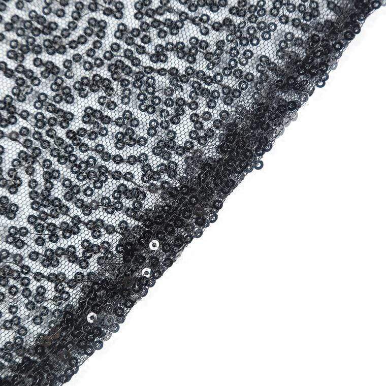132" Sequined Round Tablecloth - Black TAB_02_136_BLK