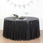 132" Sequined Round Tablecloth - Black TAB_02_136_BLK