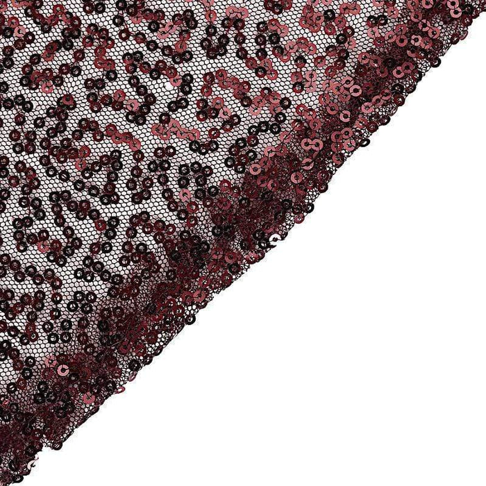 132" Sequined Round Tablecloth - Burgundy TAB_02_136_BURG