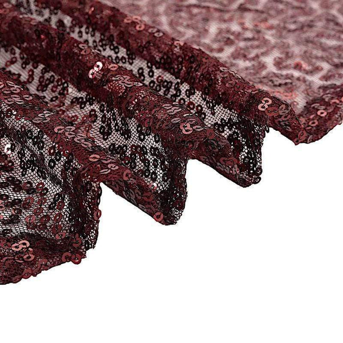 132" Sequined Round Tablecloth - Burgundy TAB_02_136_BURG
