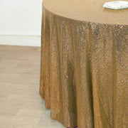 132" Sequined Round Tablecloth - Champagne TAB_02_136_CHMP