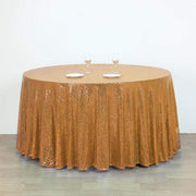 132" Sequined Round Tablecloth - Gold TAB_02_136_GOLD