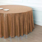 132" Sequined Round Tablecloth - Gold TAB_02_136_GOLD
