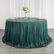 132" Sequined Round Tablecloth - Hunter Green TAB_02_136_HUNT