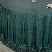 132" Sequined Round Tablecloth - Hunter Green TAB_02_136_HUNT