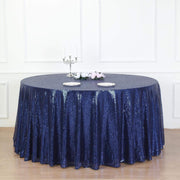 132" Sequined Round Tablecloth - Navy TAB_02_136_NAVY