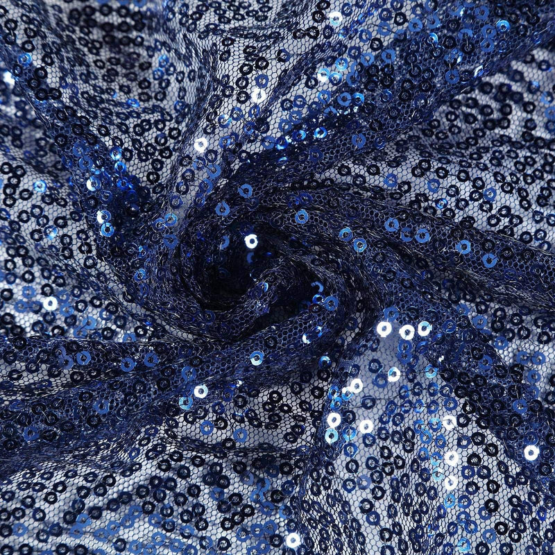 132" Sequined Round Tablecloth - Navy TAB_02_136_NAVY
