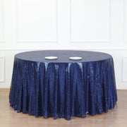 132" Sequined Round Tablecloth - Navy TAB_02_136_NAVY