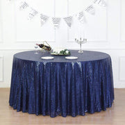 132" Sequined Round Tablecloth - Navy TAB_02_136_NAVY