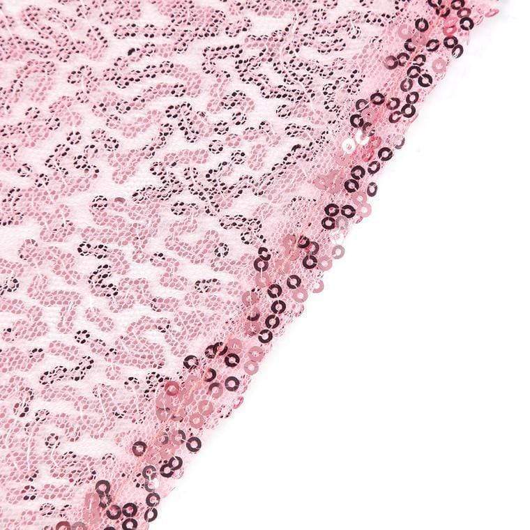 132" Sequined Round Tablecloth - Pink TAB_02_136_PINK