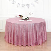132" Sequined Round Tablecloth - Pink TAB_02_136_PINK