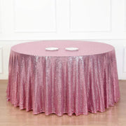 132" Sequined Round Tablecloth - Pink TAB_02_136_PINK