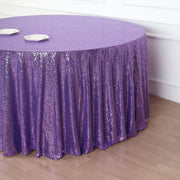 132" Sequined Round Tablecloth - Purple TAB_02_136_PURP