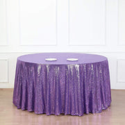 132" Sequined Round Tablecloth - Purple TAB_02_136_PURP
