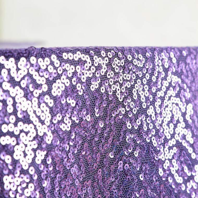 132" Sequined Round Tablecloth - Purple TAB_02_136_PURP