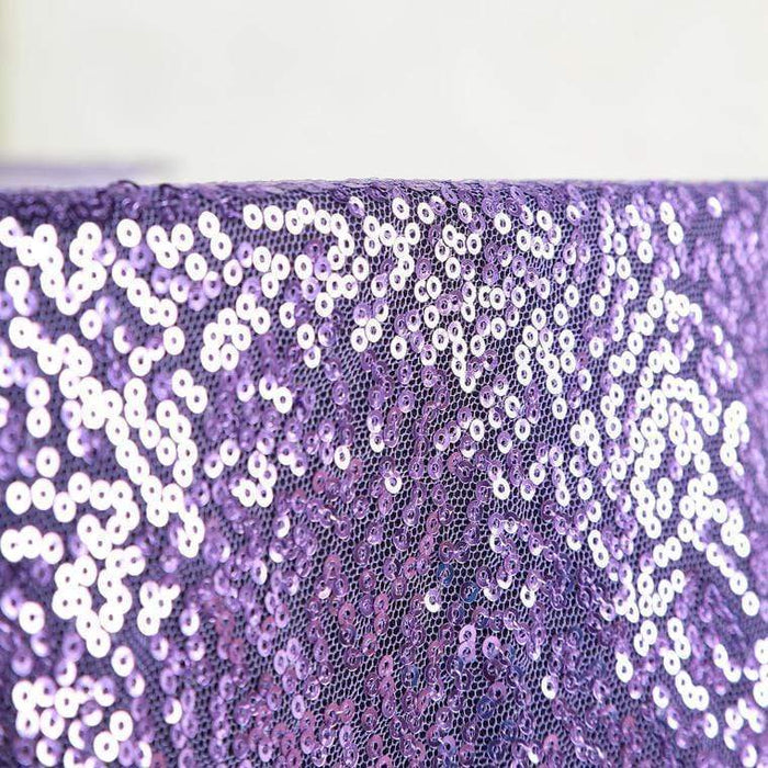 132" Sequined Round Tablecloth - Purple TAB_02_136_PURP