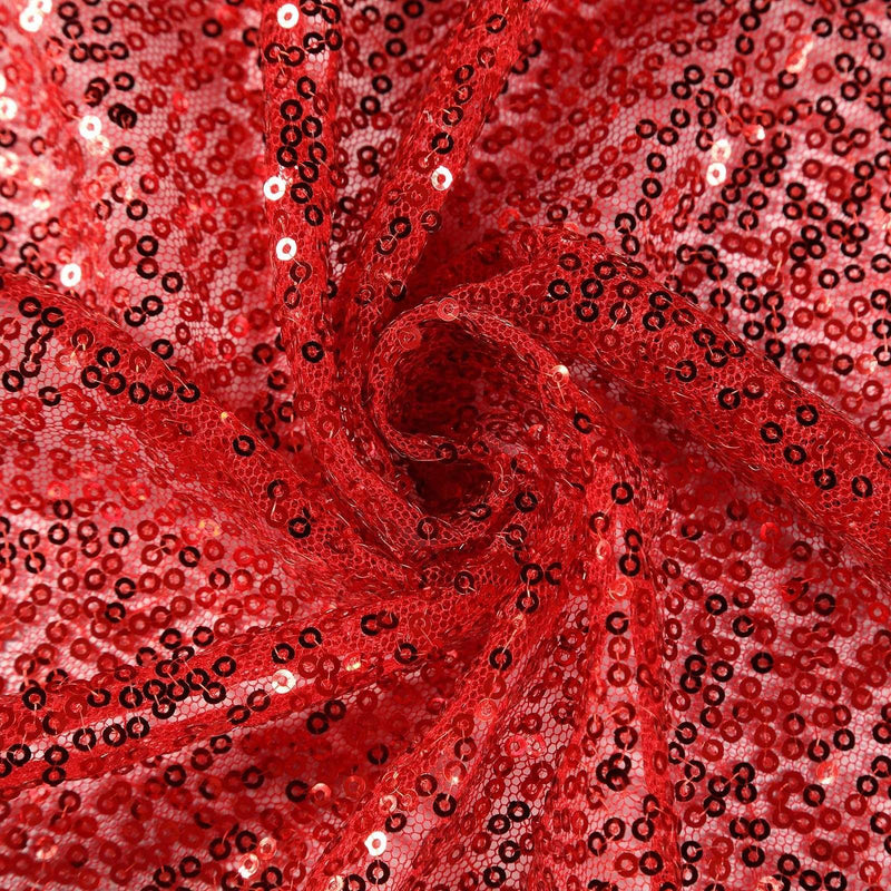 132" Sequined Round Tablecloth - Red TAB_02_136_RED