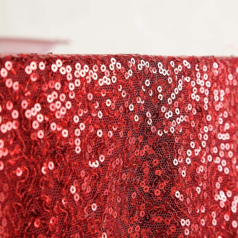132" Sequined Round Tablecloth - Red TAB_02_136_RED