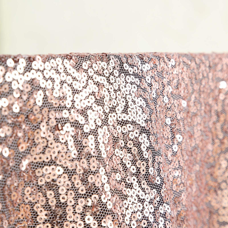 132" Sequined Round Tablecloth - Rose Gold TAB_02_136_046