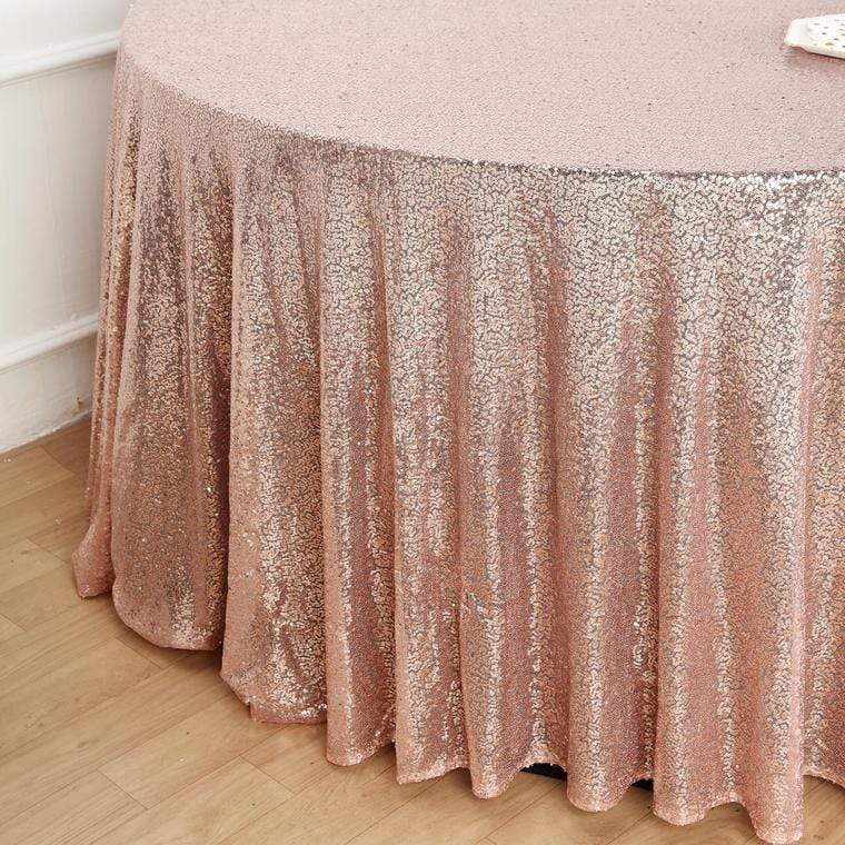 132" Sequined Round Tablecloth - Rose Gold TAB_02_136_046