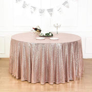 132" Sequined Round Tablecloth - Rose Gold TAB_02_136_046