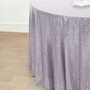 132" Sequined Round Tablecloth - Silver Light Gray TAB_02_136_SILV
