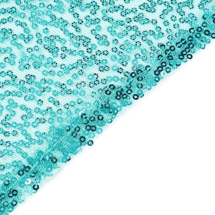 132" Sequined Round Tablecloth - Turquoise TAB_02_136_TURQ